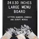 Black Large Letter Board, 24x30 Inch, Felt Menu Display with Letters (Black Felt Black Frame)
