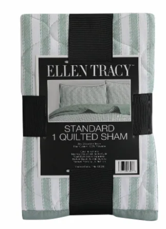 Ellen Tracy Standard 1 Quilted Sham 20x26 100%Polyester Green