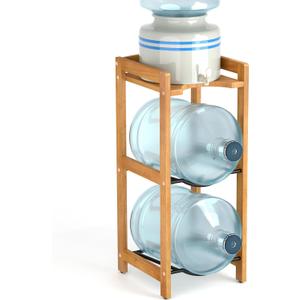 5 Gallon Water Jug Holder with Top Shelves, Natural Solid Wood Water Dispenser Stand 31"H, 3-Tiers 5 Gallon Water Jug Stand, Water Cooler Jug Rack, 5 Gallon Water Bottle Holder with 2 Slot & Top Shelf