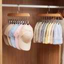 Novabright 2 Pcs Hangers with 10 Clips Organizers for Closet Scarf Pant Hat Hangers Wood Space Saving Rotating Non Slip Hanging Storage Closet Organizers for Jeans Leggings Socks Belt Bra Skirt (Wood)