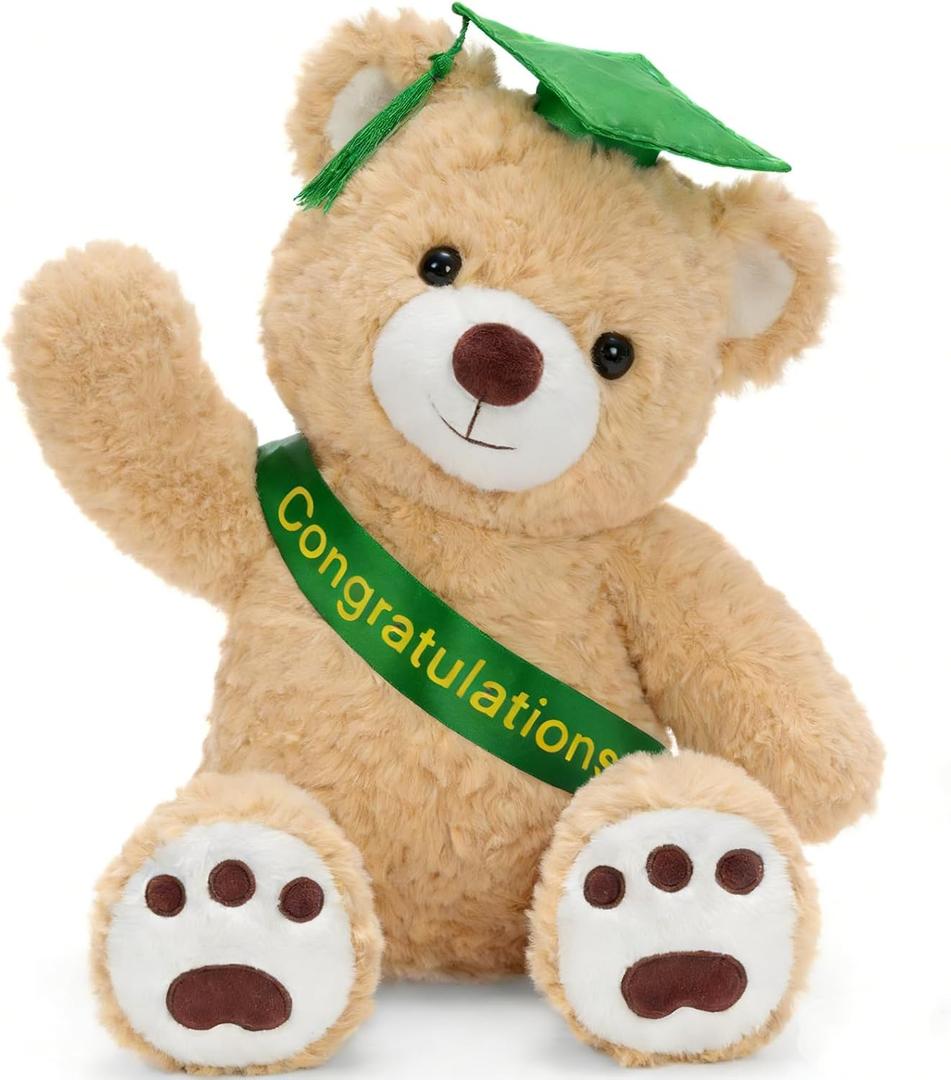 Tezituor 18 Inch Graduation Teddy Bear Stuffed Animal with Grad Cap & Sash - Soft Congratulations Plush Bear Toy, 2026 Graduation Gift for Kids, Students, High School & College Graduates