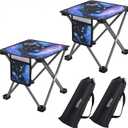 Roptat Pack of 2 Camping Stool, Portable Folding Compact Lightweight Stool Seat for Camping Fishing Hiking Gardening Outdoor Walking Backpacking Travelling and Beach with Carry Bag (Dark Galaxy)