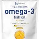 Micro Ingredients Triple Strength Omega 3 Fish Oil Supplements 4200mg Per Serving, 240 Softgels – Lemon Flavored – Burpless | EPA 1200mg + DHA 900mg | Deep Sea Fish, EXP 05/2028