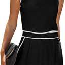 Fessceruna Women's 2 Piece Outfits Sleeveless Crop Zip Back Tank Top and High Waist Shorts Summer Contrast Workout Sets (Black, L)