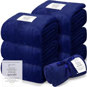 Moukeren 6 Pack Employee Appreciation Gifts Textured Thank You Blankets Bulk Human Sunshine Inspirational Throws Graduation Wedding Gifts for Staff Graduates Guests Teachers Nurses(Navy, Sunshine)