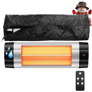 Wall Mounted Infrared Heater with 1 Seconds Instant Warmth, Quiet Electric Radiant Heating for Garage Greenhouse Porch, 1500W Adjustable Temperature Patio Heater