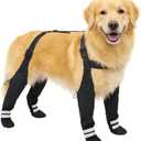 Dog Suspender Boots for Large Dogs Waterproof & Non-Slip Dog Paw Protectors with Adjustable Straps & Reflective Strips, All-in-One Connected Dog Boots for Outdoor Walks, Snow, Rain, Hiking (XL)