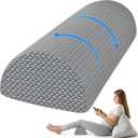 TranquilRelax Knee Pillow for Back Sleeping Memory Foam Half Moon Bolster Pillow for Legs, Under Knee Support, Ankle & Foot Comfort Orthopedic Pillow for Side Sleepers (Grey, 20.4" x 8" x 4.9") (Standard)
