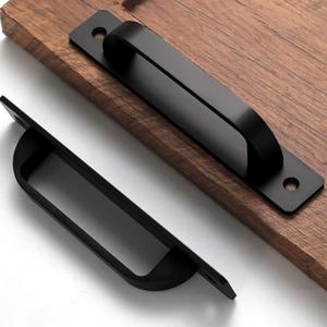 12 Pack 5 Inch 128 mm Matte Black Square Cabinet Handles with Base Plate Aluminum Cabinet Pulls Drawer Pulls Sliding Door Pulls Black Cabinet Handles