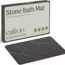 Quick Dry Shower Stone Bath Mat, Super Absorbent & Non-Slip 24 x 16 Inch Diatomaceous Earth Mat, Durable & Easy to Clean Diatomite Bath Mat for Bathroom Floor/Kitchen (Dark Gray) (Black Marble)