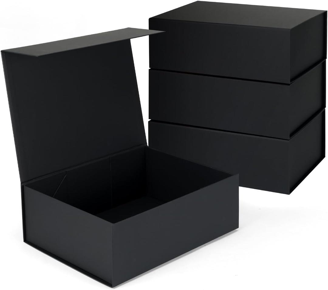 Edenseelake 12x9x4 Inch Black Gift Boxes with Magnetic Closure Lids for Presents, Wedding, Valentines Day, Fathers Day, Birthday