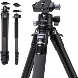 SmallRig AP-10 Carbon Fiber Tripod, 52.4" Lightweight Compact Camera Tripod with Detachable Monopod, 360 Ball Head with Payload 5 kg/11 lb, Quick Release Plate for Canon for Sony, DSLR Camera, Phone