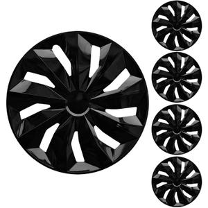 16" Black Wheel Rim Cover Hubcaps Replacement R16 Hub Caps Snap On Universal Wheel Rim Cover ABS Exterior Accessories for Car Trunk SUV Set of 4
