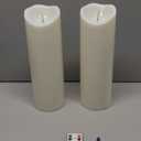 Homemory 4"x12" Outdoor Waterproof Flameless Candles with Timers and Remote Control, Battery Operated Candles, LED Plastic Candles, Ivory White, Set of 2