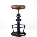 Farmhouse Bar Stools Swivel PU Seat 24-30inch Counter Height Adjustable Kitchen Island Dinning Stool Guest Chair Fire Hydrant Design (Black)