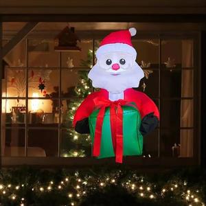 3.3FT Christmas Inflatable Climbing Santa Claus with Green Gift Bag, Light-Up Door Decor, Outdoor/Indoor Holiday Decoration for Christmas Party (Santa Clause with Gifts Broke Out from Window)