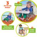 Bright Starts Pop N Sit Portable Booster Seat, 3-in-1 Floor Seat, Travel High Chair & Toddler Booster with Feeding Tray, Indoor/Outdoor, Grey, 6 Months - 3 Years