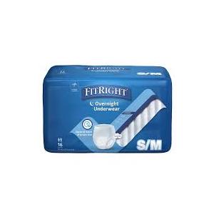 FitRight Overnight Unisex Underwear, Small/Medium (2840 in Waist), 16 Count, Maximum All Night Disposable Incontinence Protection, PullOn Absorbent Underwear for Men & Women, 1 Bag