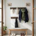 SKOLOO Rustic Wall Mounted Coat Rack - 38.6" Long Coat Hooks for Wall with 10 Triple Hooks for Hanging Coats, Hats or Tools - Kitchen, Mudroom, Entryway, Bathroom, Wood Brown & Antique
