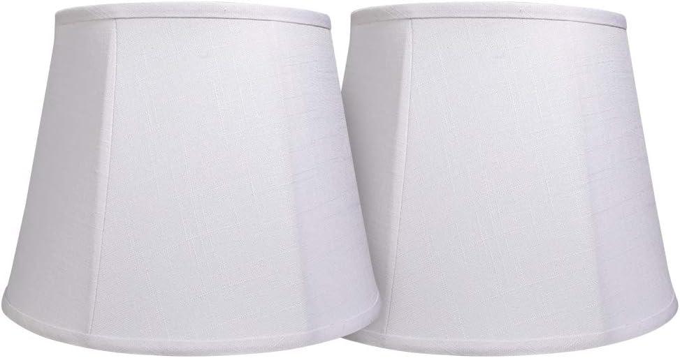 Double Tootoo Star White Lamp Shade Set of 2, Large Drum Lampshade for Floor Light and Table Lamp 10x14x10 inch, DIY Fabric Natural Linen Hand Crafted, Spider (White, 10x14x10 inch)