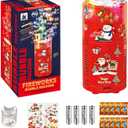 Automatic Bubble Machine with Dazzling RGB LED Lights & Music, Sparklers Blower Toys Includes Bubble Solution, Portable for Kids Party Wedding Christmas New Year Birthday Decoration (13 Holes, Set E)