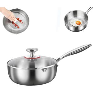 Titanium Hammered Pan Pro, 2026 New Multifunctional Ultra-Durable Scratch-Resistant Non Stick with Dual Pour Spout, Even Heating for Cooking with All Cooktops,with lid,7.08in