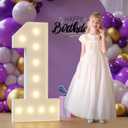 Marquee Numbers 1st-Birthday large Decorations: 4ft Light Up Numbers First Birthday Sign for Boy Girl One Year Old Anniversary Party Mosaic Decor Backdrop Big Foam Board Number 1