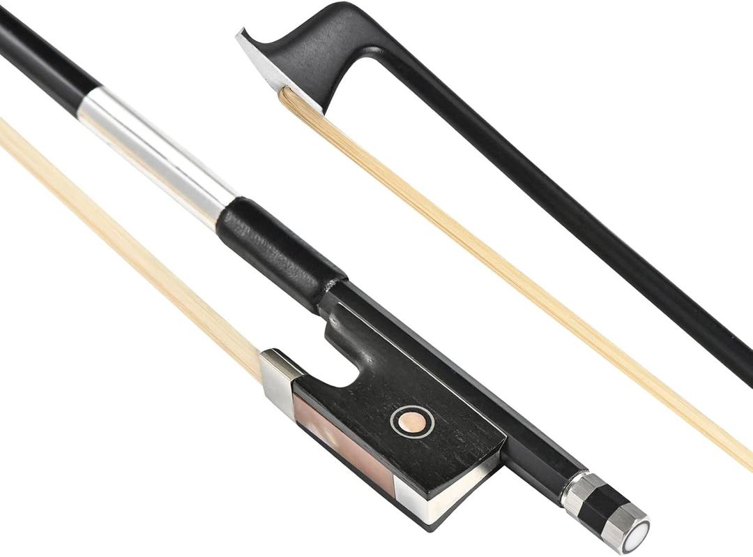 LIEKE Carbon Fiber Violin Bow 1/2 Size Lightweight Fiddle Bow (1/2 size, Black)