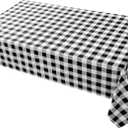 Classic Gingham Plaid Tablecloth Fabric - Rectangular 58x102 Inch Water Resistant Checked Table Cloth for Indoor/Outdoor Use - Table Cover for Kitchen, Picnics, Gardens, and Parties