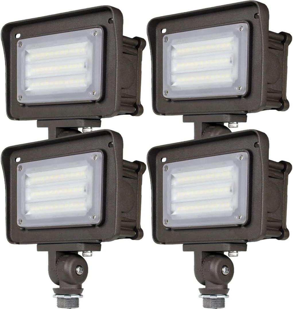 DAKASON 30W LED Flood Light Outdoor, Dusk-to-Dawn Photocell 180 Adjustable Knuckle, 3600LM 5000K Replaces 100W HPS/MH, IP65 Waterproof Outdoor Security Lighting Fixture, ETL Listed, 4 Pack
