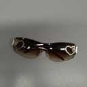 Rimless Y2k Sunglasses For Women Men Rectangle Vintage glasses Fashion Flame Metal Sunglass Frameless Retro Eyewear (Gray Gradient Brown)