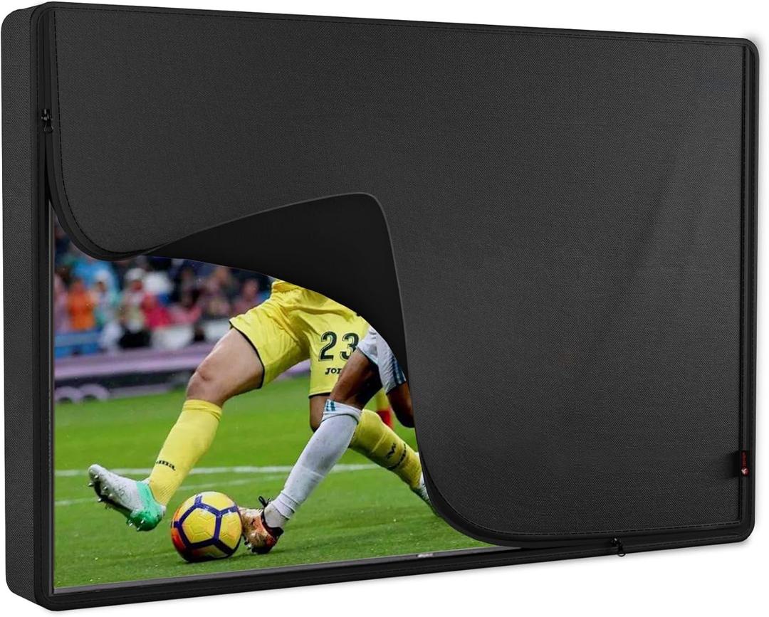 iBirdie Outdoor TV Cover 44 to 46 inch Waterproof, Cover Size 42.5''W x 26''H, Weatherproof, with Zipper for Outside Flat Screen 44 to 46 inch TV, Black, 600D Thick Fabric Protector