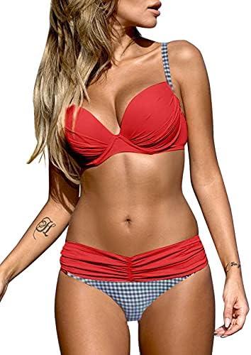 Astylish Women Push Up Two Piece Bikini Swimsuits Padded Swimwear Bathing Suit, L