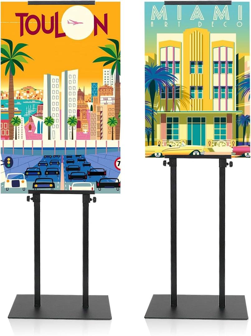 Poster Stand for Display - Double Sided Banner Stand Poster Board Stand Holder w/ Non-Slip Heavy Duty Base, Adjustable Height Up to 80 inch, Standing Sign Holder for Board & Foam Display (2 Packs)