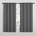 NICETOWN Grey Blackout Curtain Panels for Bedroom, 2 Panels, W55 x L57-inch, Grey, Thermal Insulated Grommet Top Blackout Draperies and Drapes for Basement