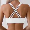 Tainehs Women's Push Up V Neck Bikini Tops Criss Cross Back Padded Bathing Suit Top Only (White, M)