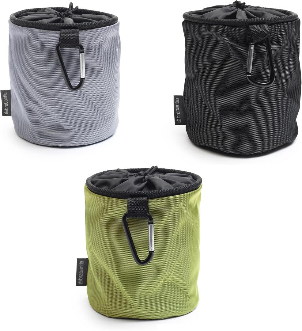 Brabantia x1 Premium Clothespin Storage Bag with Hanging Carabiner & Closing Cord (Random Color) Space Saving Organizer for Clothes Pins, Hangs on Clothesline/Drying Rack, Holds up to 150 Pins