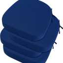 idee-home Outdoor Chair Cushions Set of 4, 19" x 19" x 3" Thick D-Shaped Patio Furniture Outdoor Seat Cushions Waterproof with Ties, Dining Pads