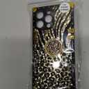 for iPhone 16 Pro Max Case Bling Luxury Trunk Box Design Gold Glitter Sparkles Cute Leopard Pattern Soft Cover with Ring Kickstand Holder for Women Girls Phone Skin