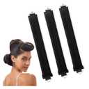 Velvet Heatless Curling Set - 3 Satin Rods for Soft Overnight Curls, No-Heat Rollers for Short Hair, Sleep-Friendly Black Curlers