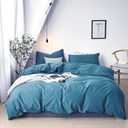 Cottonight Lake Blue Comforter Sets Queen Blue Modern Bedding Comforter Set Full Size Haze Blue Solid Blanket Quilts Lightweight Breathable 3 Piece Bedding Comforter for Alll Ages Season