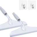 Shower Squeegee for Glass Door, 10'' Rubber Water Wiper for Bathroom Tile and Mirror, Clear Plastic Window Cleaner Tool, 2 Pack