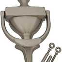 QCAA Solid Brass Door Knocker, 7", Satin Nickel, Made in Taiwan, 1 Pack