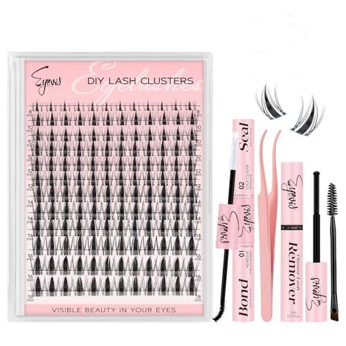 EYEVIS Fairy Lash Clusters Kit 144PCS Ultra-Thin Invisible Band Lash Extension Kit 8-18mm Manga Eyelash Extension Kit C Curl Lash Clusters Wet-Look Anime DIY at Home （Fairy Kit,8-18mm）