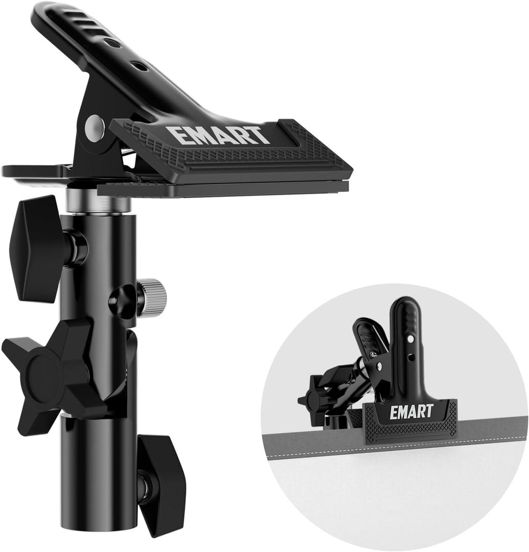 EMART Photography Reflector Holder, Photo Video Studio 5/8" Heavy Duty Metal Clamp Attachment, Light Stand Clip Mount with Umbrella Hole for Backdrop, Diffuser, Lighting (1 Pack)