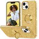 Thomo Compatible with iPhone 13 Case Glitter 6.1 inch,[Bling Kickstand] [Back with Camera Protection] Crystal Rhinestone Phone Case Ring Holder Full-Body Protection Cute iPhone 13 Case for Women -Gold