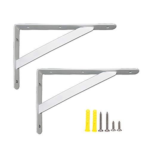 2 Pack Shelf Bracket, Heavy Duty Stainless Steel Solid Shelf Support Corner Brace, Wall Shelf Bracket, Joint Right Angle Bracket, Max Load: 75kg/150 lb, Space Saving DIY Bracket,White,400mm/16 in