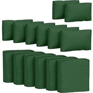 14 Pcs Outdoor Cushion Covers Patio Cushion Slipcovers Replacement Splash Proof with Zipper for Outdoor Furniture, Patio Sofa Couch 3 Sizes, Covers Only (25.5''25.5''4'', Green)