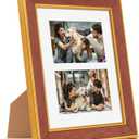 Suede 8x10 Picture Frame Display 2 Opening 4x6 Double Picture Frames Collage Wall Decor with Mat, Multi Photo Frame for Plexiglass, Wall or Tabletop Decor, 1Pack, Brown