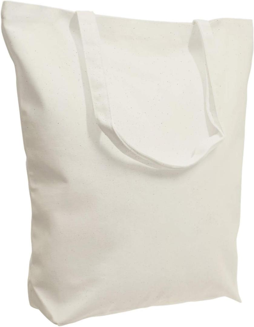 TOPDesign 12 Pack Super Strong Large 17.5"x16.5"x5" 10oz Cotton Canvas Tote, Reusable Grocery Shopping Bag, Blank Natural Bags for Crafts, DIY Your Creative Designs (Pack of 12)